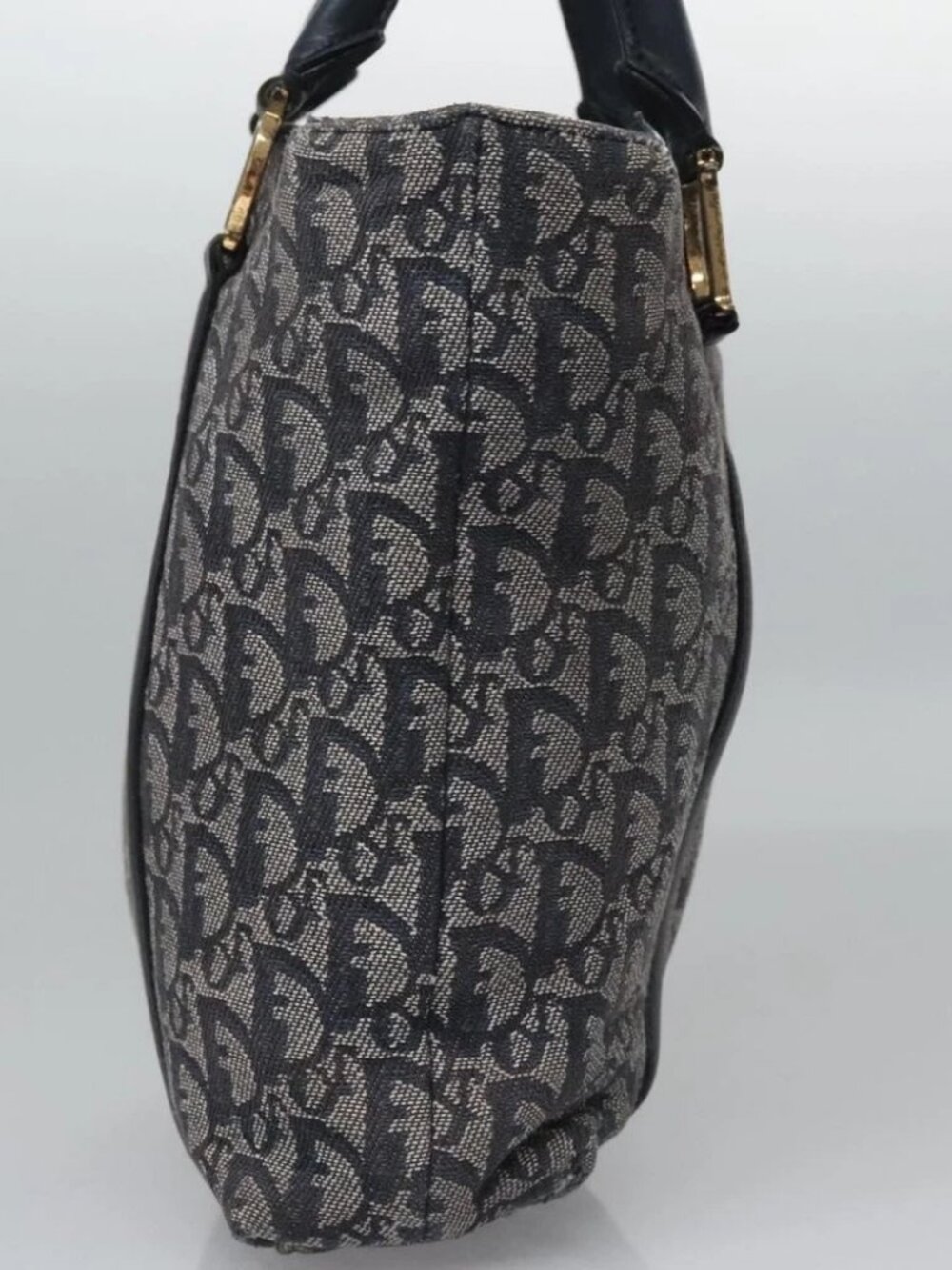 Christian Dior Trotter Canvas Hand Bag Navy Gold - Picture 5 of 16